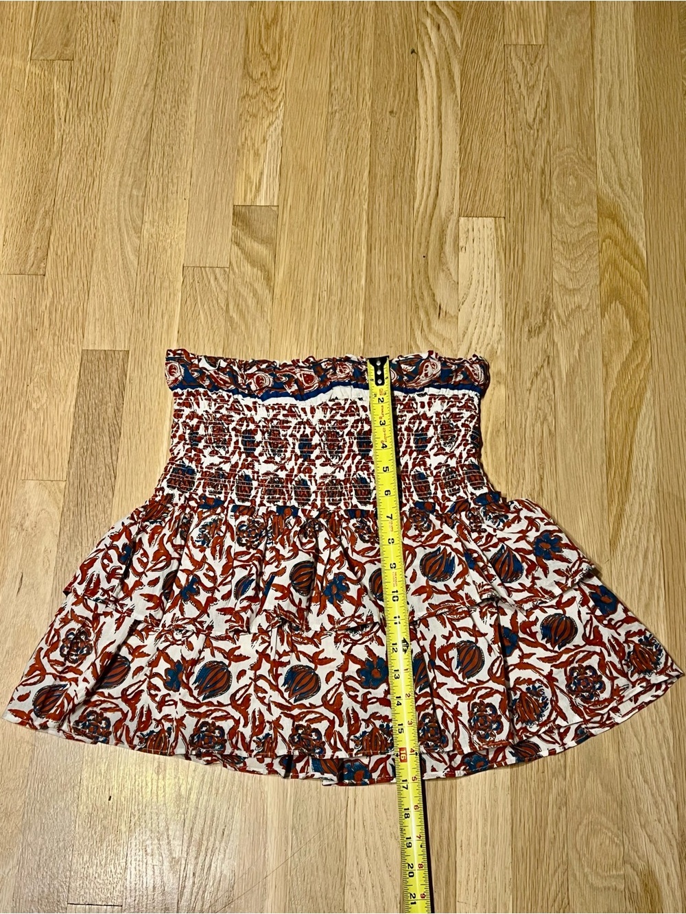 House of Harlow 1960 Floral Smocked Tiered Mini Skirt M - Picture 8 of 9